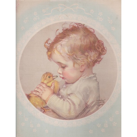 1933 BABIES 938 12"x9" Sewn Linen Book of Paintings by MAUD TOUSEY FANGEL - Picture 2 of 2